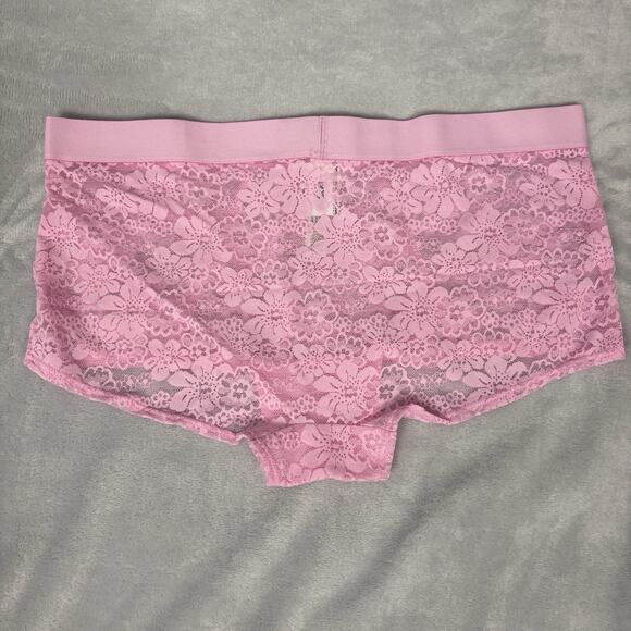 Victoria's Secret PINK BoyShort Boxer Lace Rhinestone Light Pink size Large - Picture 4 of 7